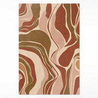 TEPPICH 140x210 cm Abstrakte Flecken Komposition in Boho-Farben - Kastanienfarben, Kunststoff (140/210cm) - Wallfluent