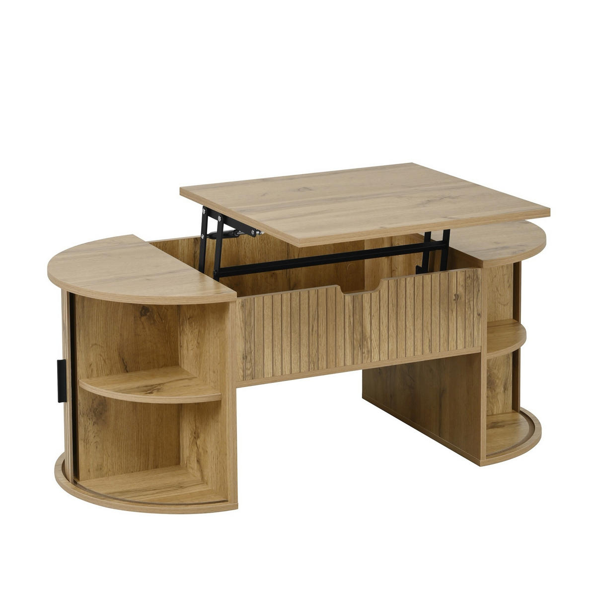 KONFERENČNÍ stolek z MDF 100x40,5x50 cm dubový s výškově nastavitelnou deskou, posuvnými dveřmi a úložným prostorem - barva dubu, kompozitní dřevo (100/50/40.5cm) - Modfu