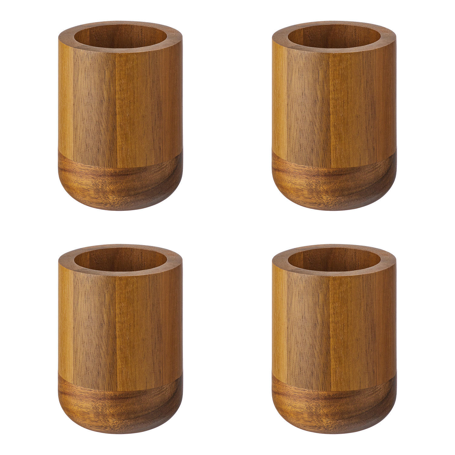 ZAHNPUTZBECHER (4er Set) Acacia - Braun, Holz (8/10/8cm) - Butlers