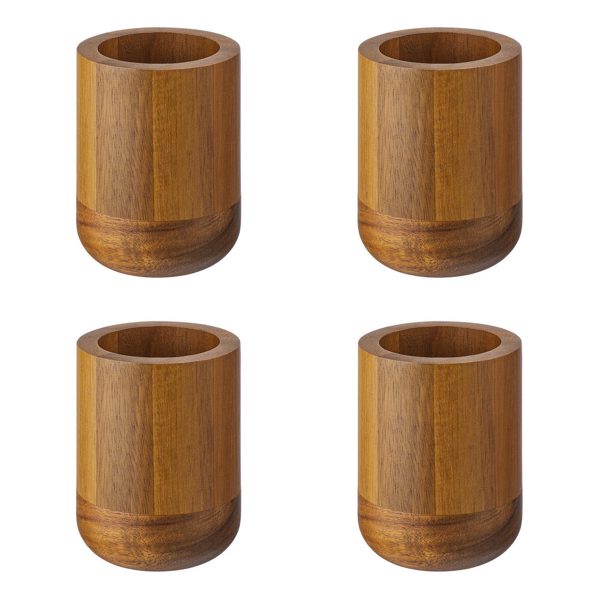 ZAHNPUTZBECHER (4er Set) Acacia - Braun, Holz (8/10/8cm) - Butlers