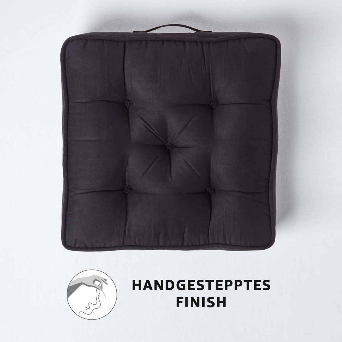 SITZKISSEN braun 50/50/10 cm – Sesselkissen, Velours - Schwarz, Textil (50/50/10cm) - Homescapes