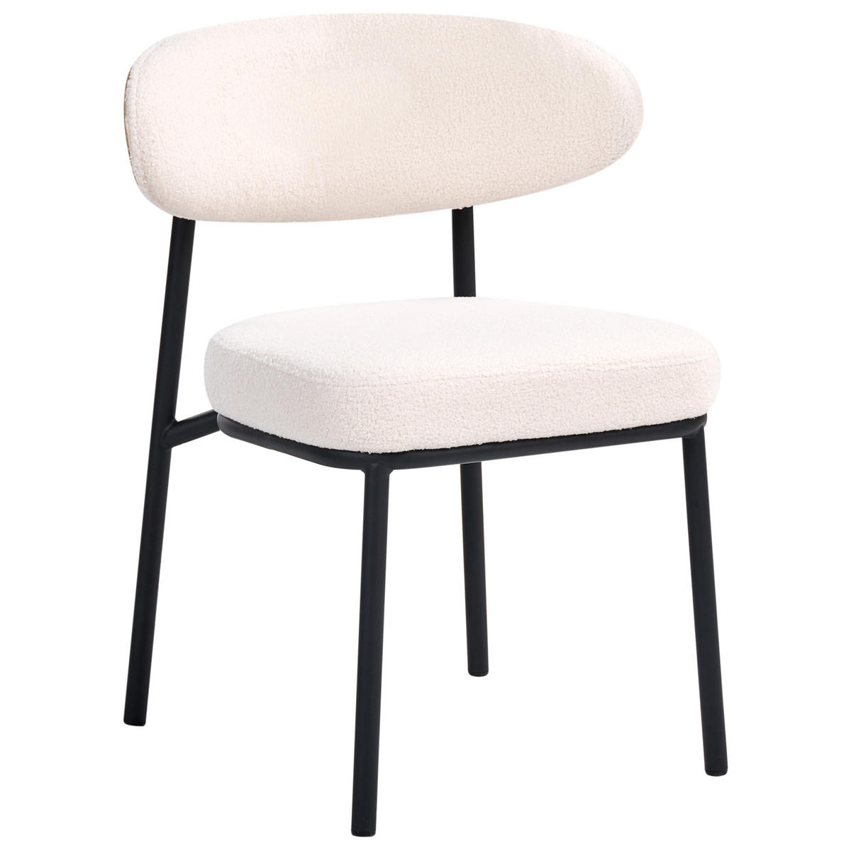 ESSZIMMERSTUHL 2er Set Bouclé Cremeweiß Winton - Creme, Textil (61/78/54cm) - Beliani