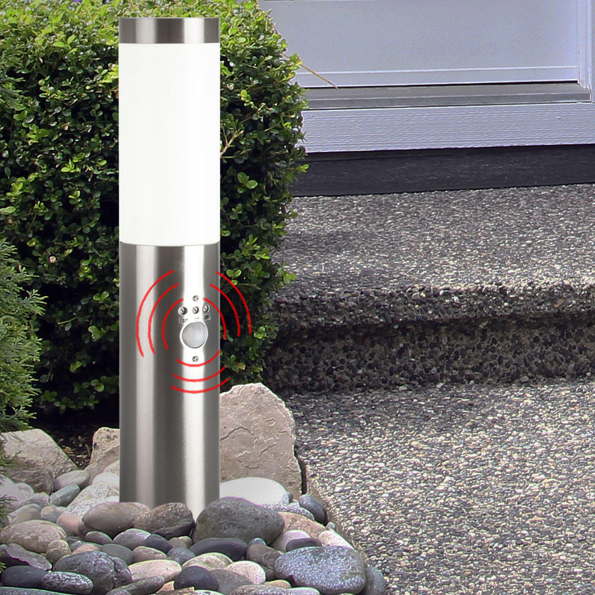 LED AUSSENLEUCHTE Edelstahl Silber - Silberfarben, Metall (12.7/12.7/45cm) - Globo Lighting