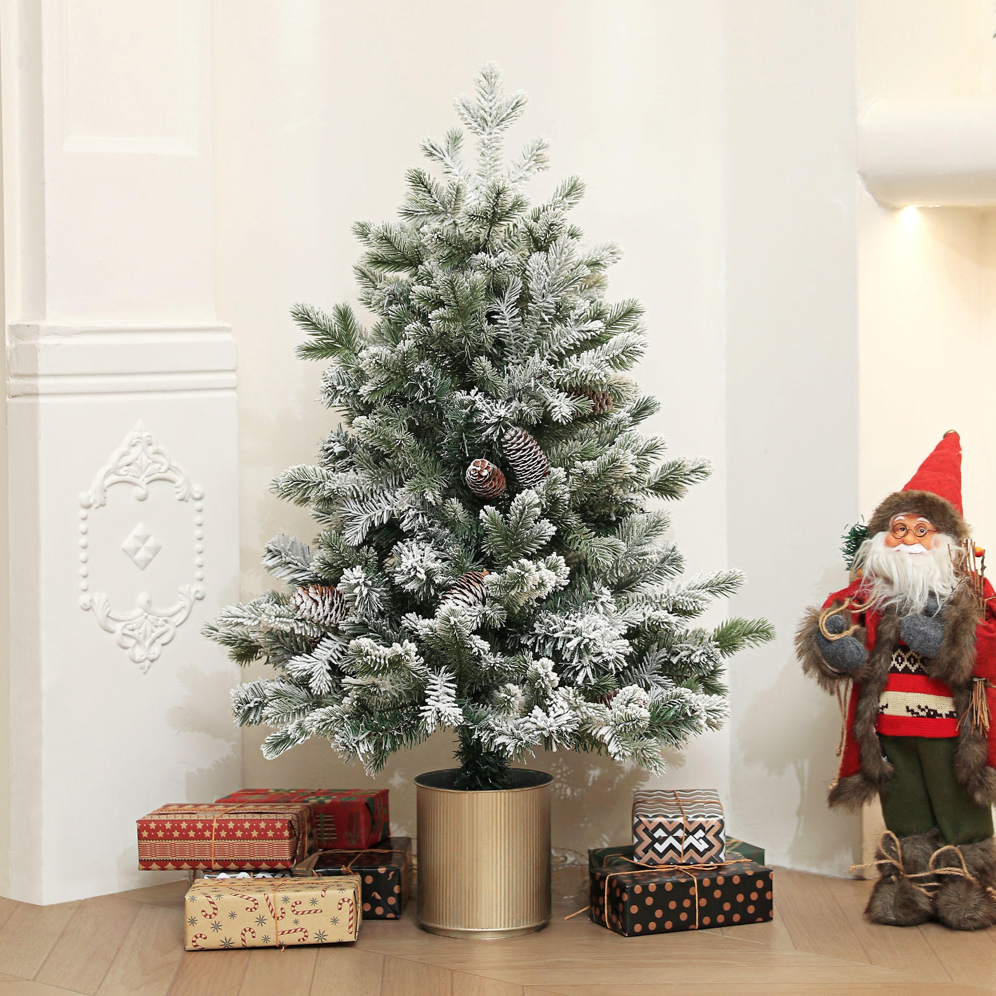 KÜNSTLICHER Weihnachtsbaum, 100 cm Christbaum mit 130 Spitzen, flammenhemmend - Grün, Kunststoff/Metall (100cm) - HOMCOM