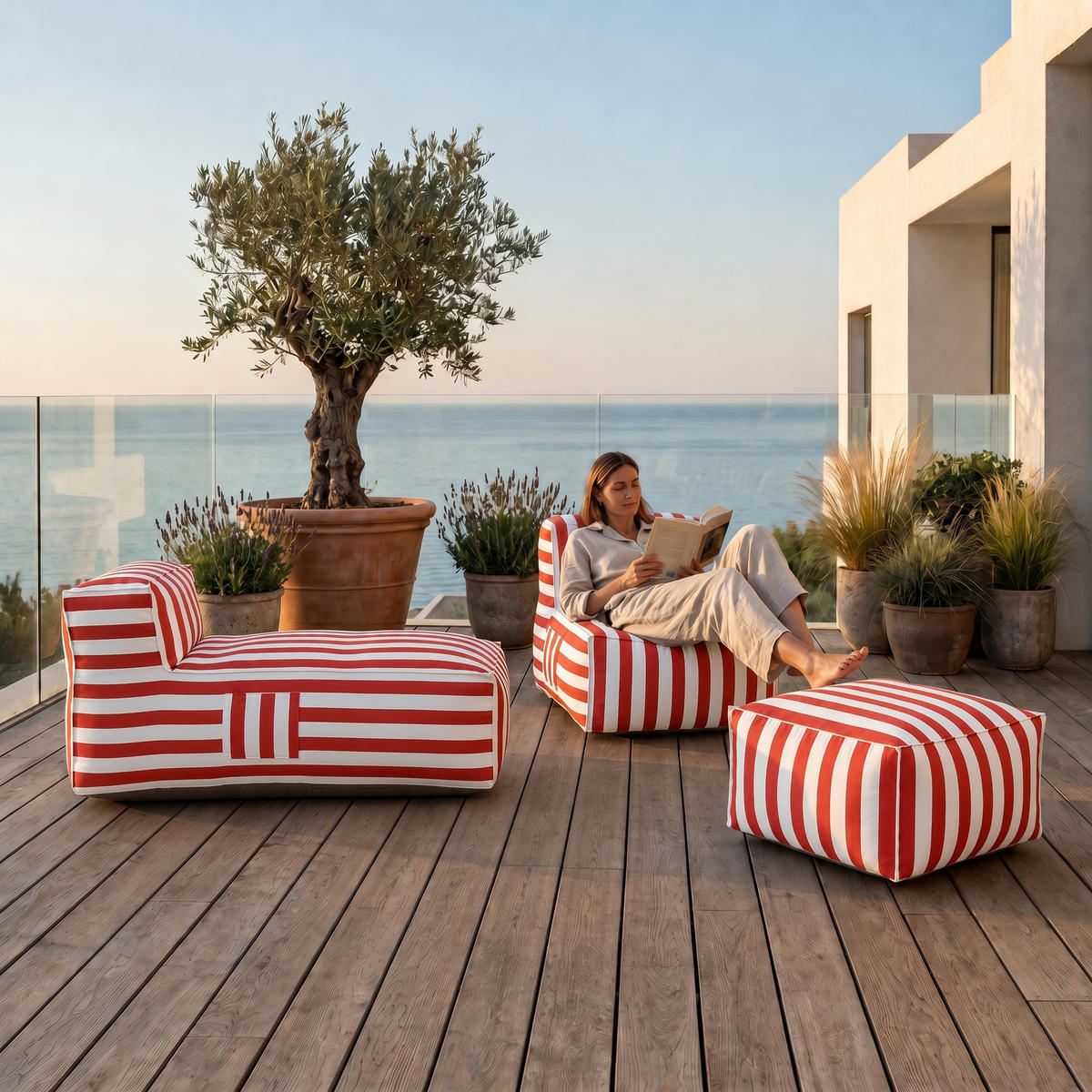 GARTENLOUNGE-SET SOFT SET 2 Orange - Orange, Textil - Muffo