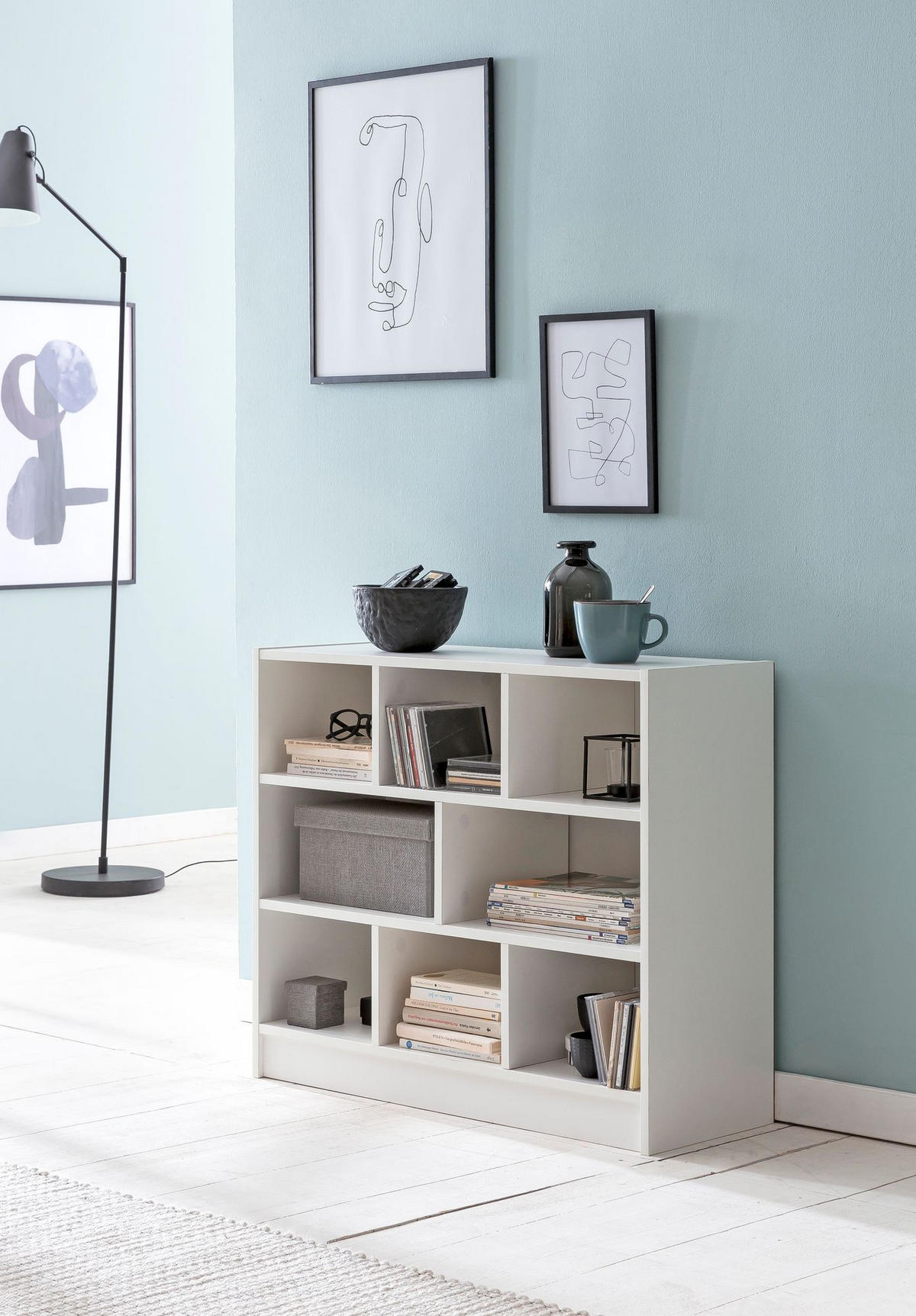 BÜCHERREGAL – Holz, melaminbeschichtet, mit Stauraum, modern - Weiß, Holz (80/69/30cm) - KADIMA DESIGN