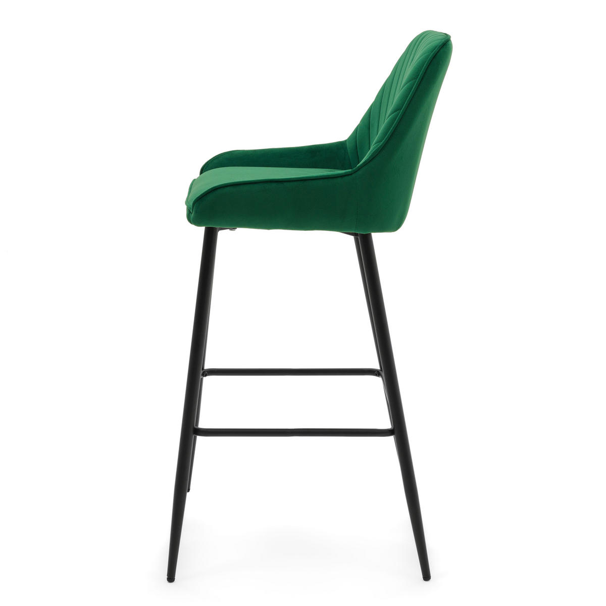 BARHOCKER VASTO gepolstert mit Steppung - grün - Samt Velours - Schwarz/Grün, Metall (50/102/55cm) - NEW HOME