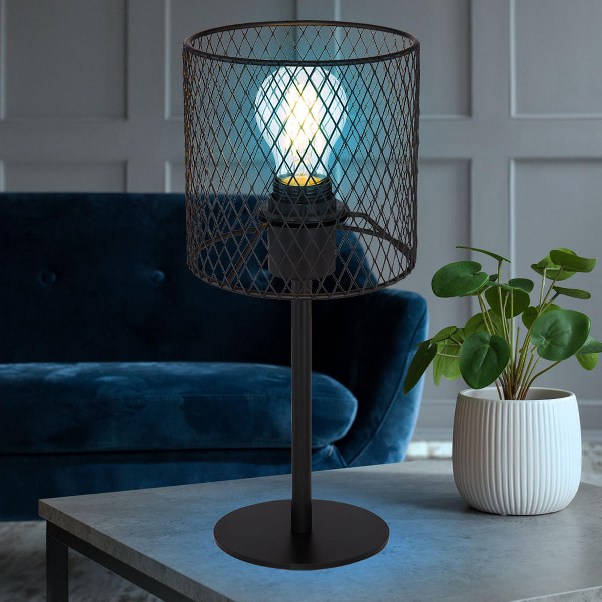 LED TISCHLEUCHTE Metall Schwarz - Schwarz, Metall (15/15/35cm) - Globo Lighting