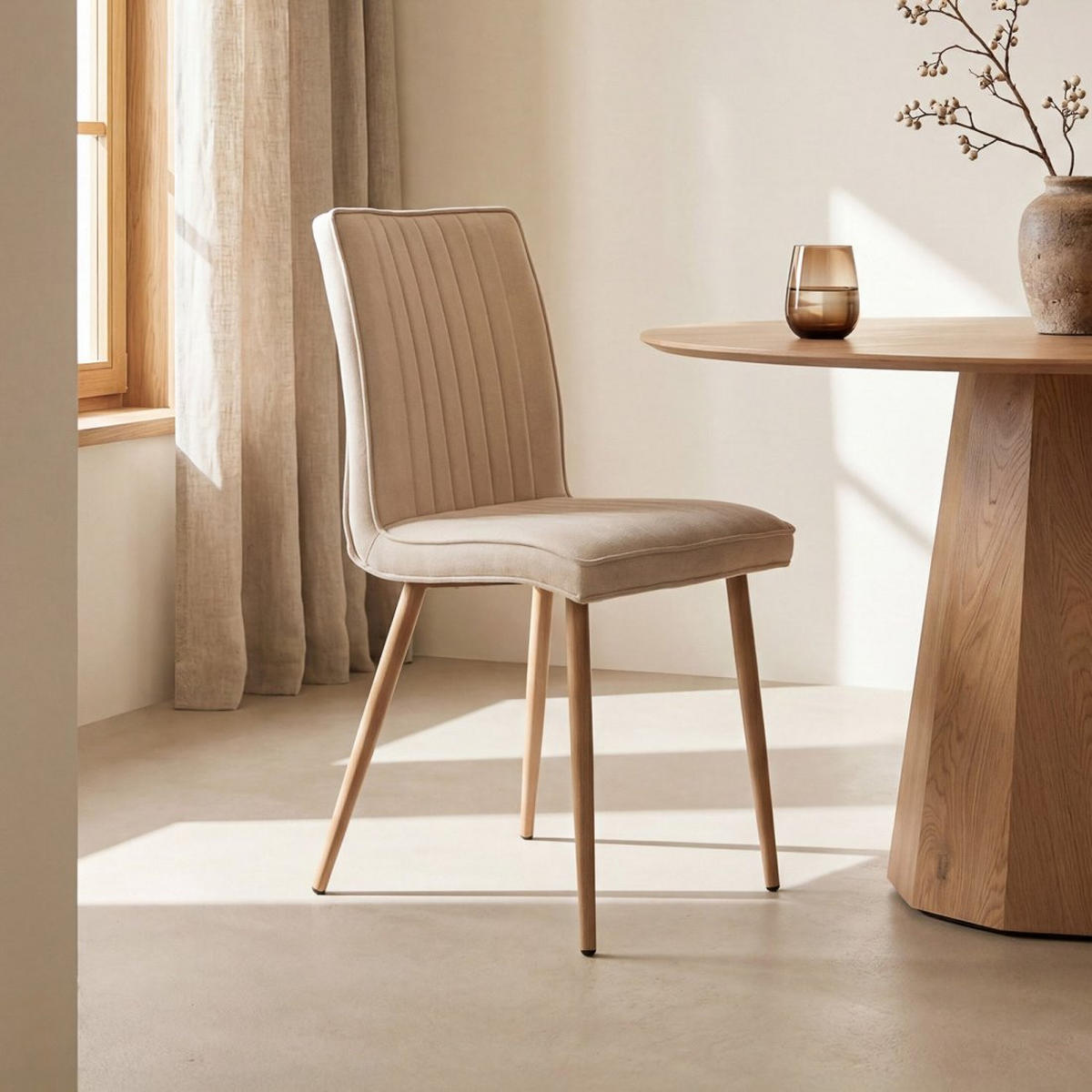 ESSZIMMERSTUHL Mika Beige 44 cm x 86 cm 4er-Set - Beige, Textil (44/86/57cm) - Klast Home