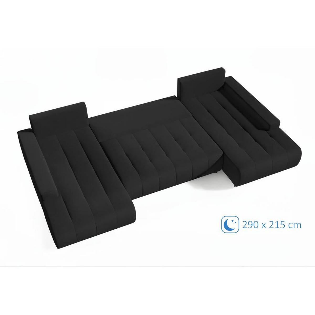 WOHNLANDSCHAFT Draco U schwarz - Chromfarben/Schwarz, Textil/Metall (350/85/185cm) - Beautysofa