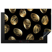 HERDABDECKPLATTE Eier - Gold - Muster Ceranfeldabdeckung 76x51.5 cm - Schwarz, Kunststoff (76/51.5/0.2cm) - MuchoWow