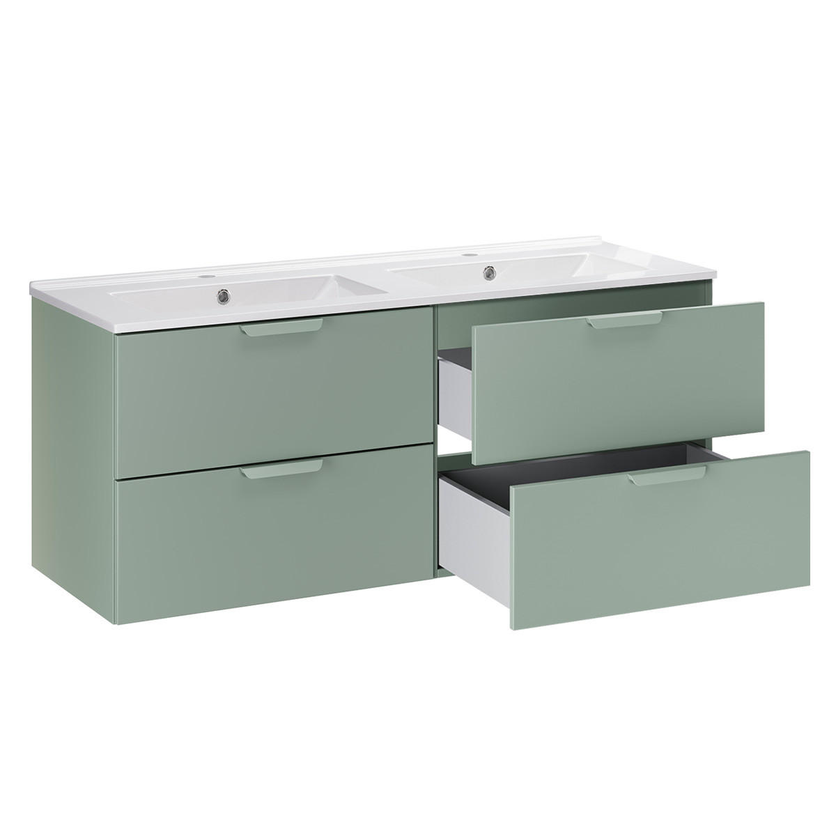 BADMÖBEL 121cm Oria 2er-Set Grün - Grün, Holzwerkstoff (121/50/46cm) - Petits-meubles