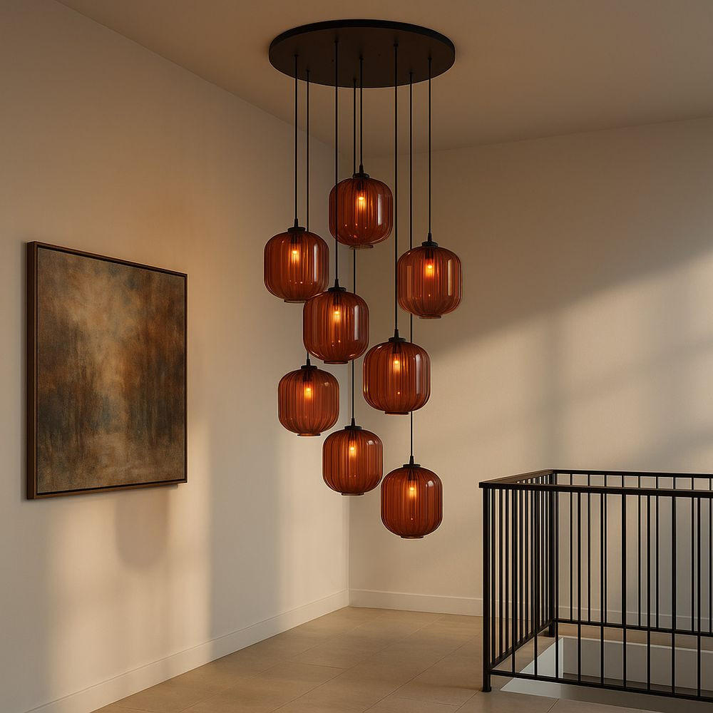 GALERIELEUCHTE Velo 8-flammig Rauch Ø 25cm - Anthrazit/Weiß, Glas (25/25/27cm) - s.luce