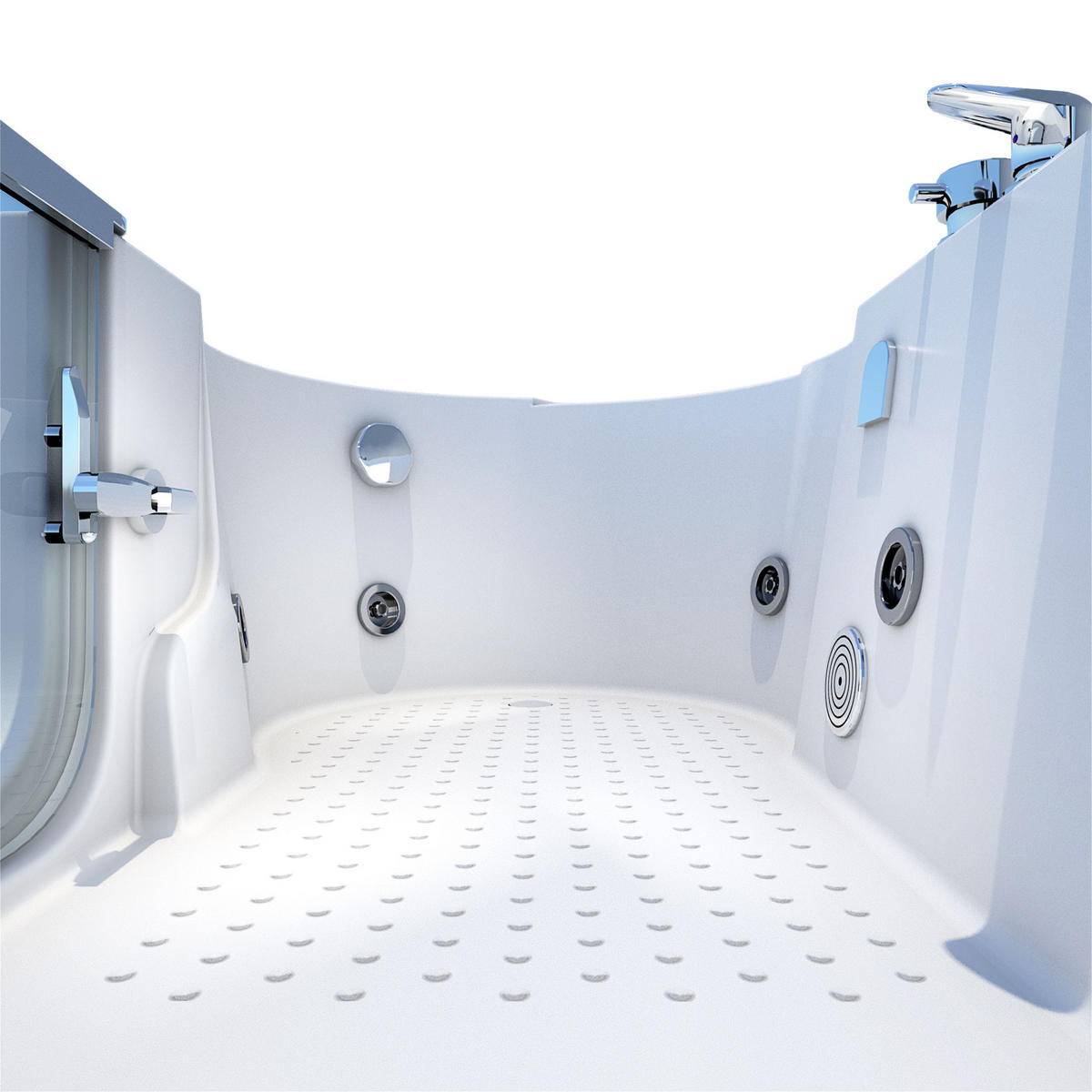 SITZWANNE Whirlpool Badewanne Tür S12-EH-WP-R 85x170 cm - Weiß, Glas/Kunststoff (170/60/85cm) - AcquaVapore by Sandra Jentho