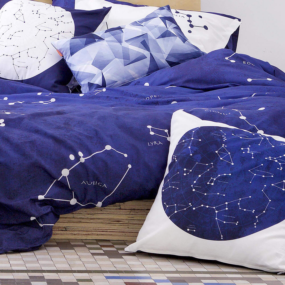 KISSENBEZUG cosmos 50x50 + 50x30 cm mehrfarbig - Multicolor, Textil (50/50cm) - Happy Friday