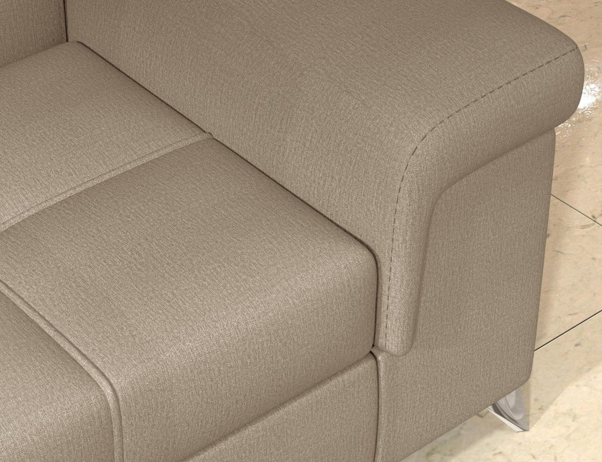ECKSOFA mit Schlaffunktion und Bettkasten, pflegeleichter Monolith-Stoff - Chromfarben/Braun, Textil/Metall (202/275cm) - Eltap