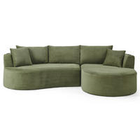 3-SITZER Sofa mit Getränkehaltern, bogenförmigem Design und Kissen, Grün - Grün, Kunststoff (264/76/168cm) - Redom