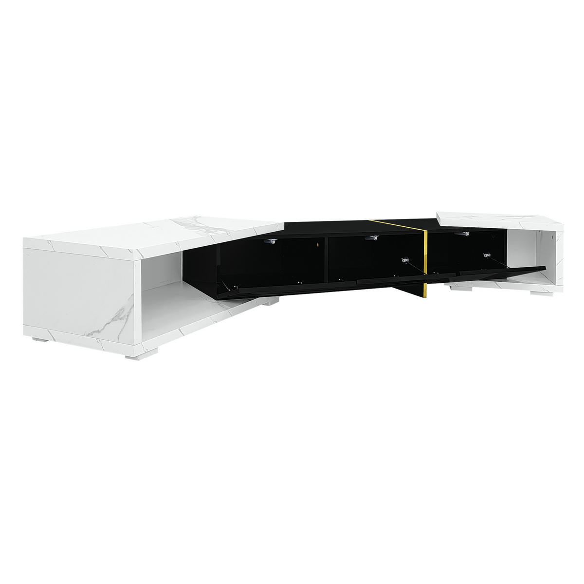 LOWBOARD DE-40554 Längenverstellbar mit Marmoroptik Schwarz - Schwarz, Holzwerkstoff (140/30/40cm) - ComfortXL