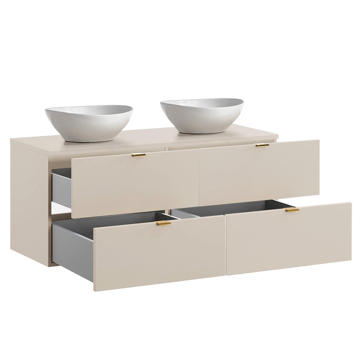 DOPPELWASCHTISCH 120.6cm Azel Kaschmir - Beige, Holzwerkstoff (120.6/52/46cm) - Petits-meubles