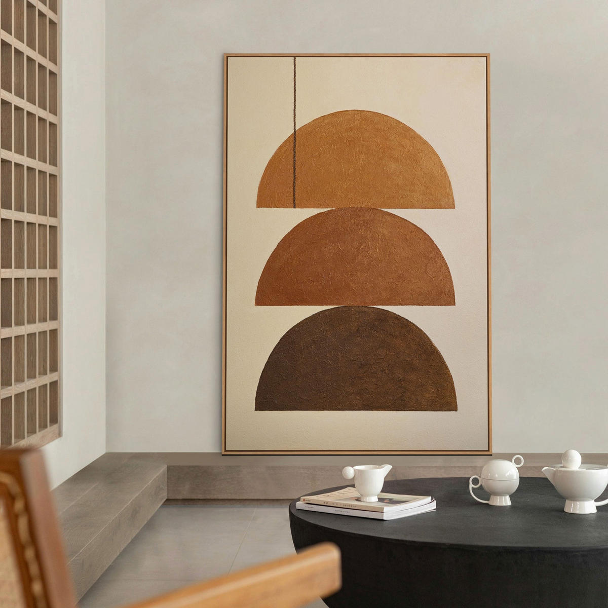 GEMÄLDE Drei Horizonte Schattenfugenrahmen Eichefarben 120x80 cm - Eichefarben, Holz (120/80cm) - YS-art gallery