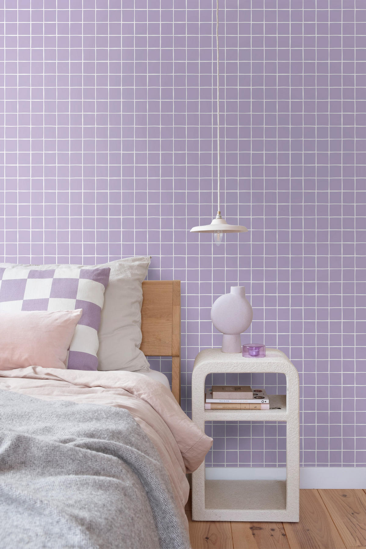 TAPETE Karomuster 50 x 900 cm - Lila, Papier (50/900cm) - ESTAhome
