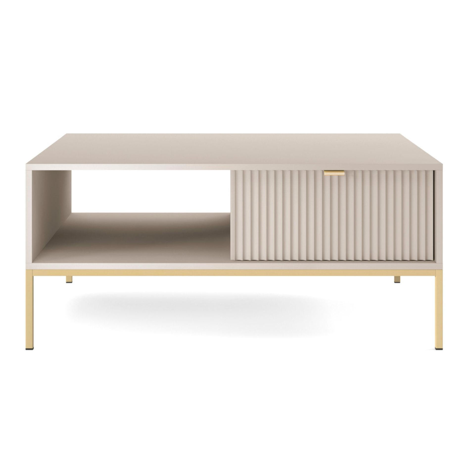 WOHNZIMMERTISCH Vellore Greige / Gold 104x68 cm - Taupe/Goldfarben, Holzwerkstoff/Metall (68/104/46cm) - Selsey