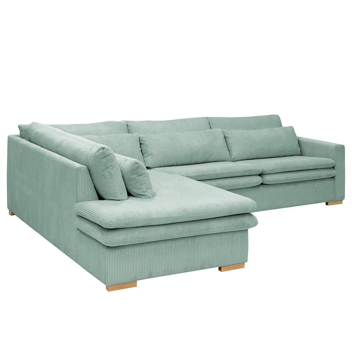 ECKSOFA mit Ottomane - Blau, Textil (299/216cm) - home24