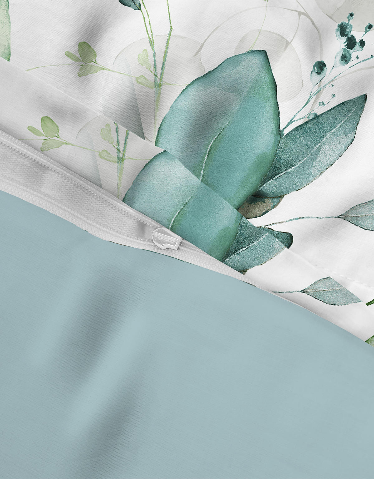 BETTWÄSCHE-GARNITUR Tencel Floral aqua, 135x200 cm + 80x80 cm - Türkis, Textil (135/200cm) - biberna