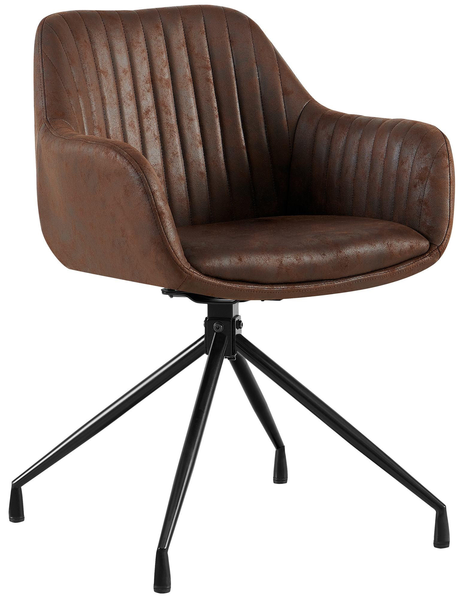 ESSZIMMERSTUHL Lederlook Dunkelbraun - Dunkelbraun/Schwarz, Textil/Metall (58/81/58cm) - CLP