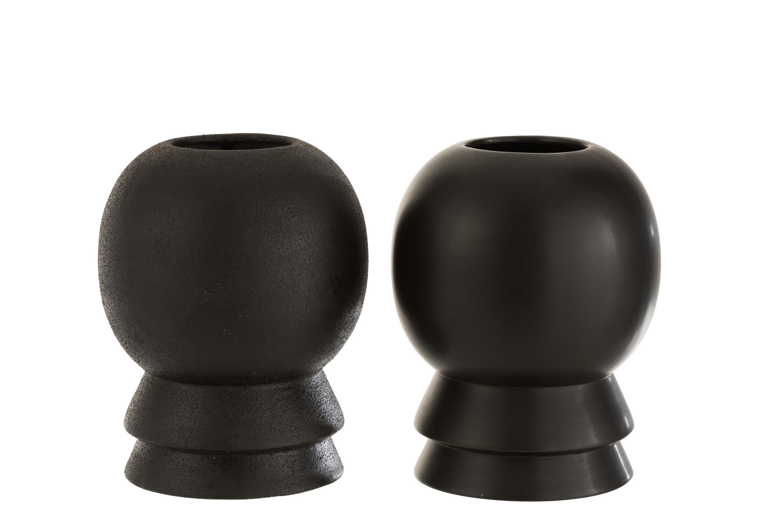 VASE CERAMIC - Töpferei - Schwarz - 2er set - Ø 16,5 cm - Schwarz, Keramik (20cm) - J-Line