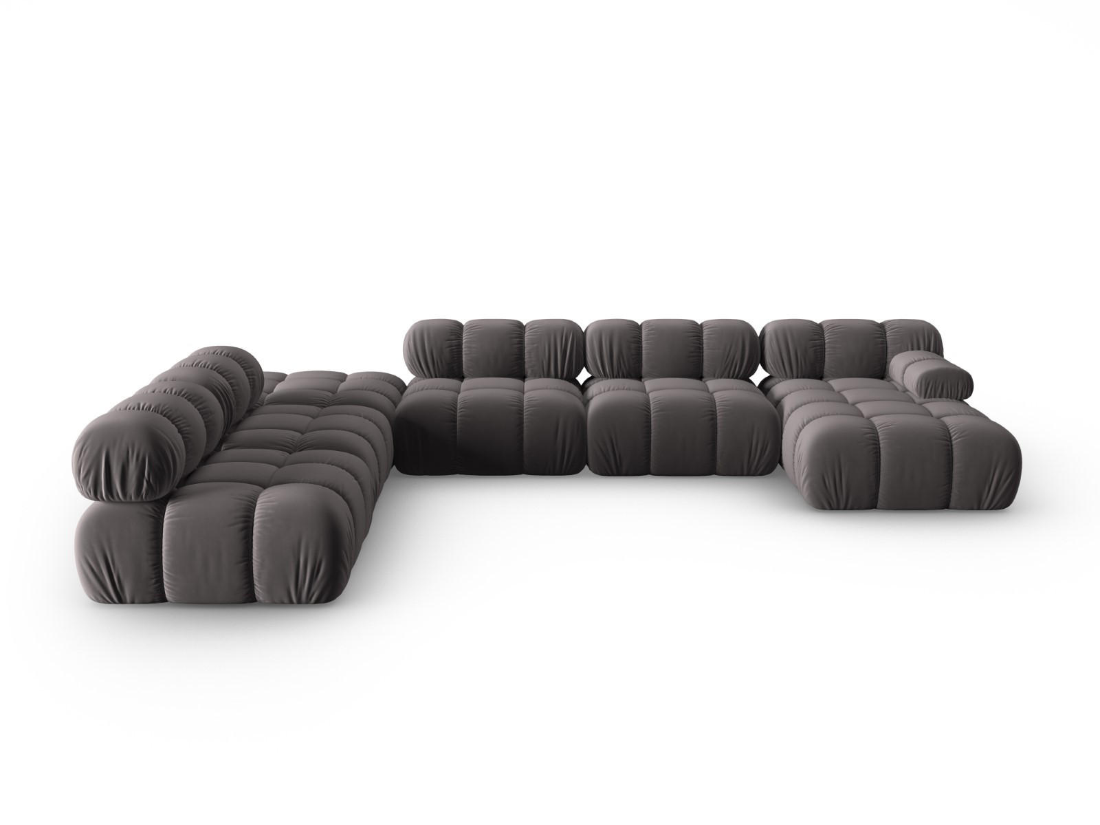 MODULARES-PANORAMASOFA links Bellis aus Samt dunkelgrau 7 Sitzplätze - Dunkelgrau, Textil (282/63/379cm) - Micadoni
