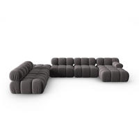 MODULARES-PANORAMASOFA links Bellis aus Samt dunkelgrau 7 Sitzplätze - Dunkelgrau, Textil (282/63/379cm) - Micadoni