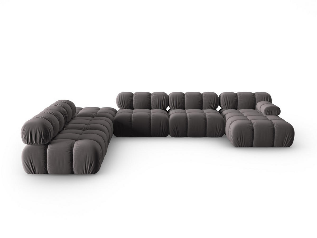 MODULARES-PANORAMASOFA links Bellis aus Samt dunkelgrau 7 Sitzplätze - Dunkelgrau, Textil (282/63/379cm) - Micadoni