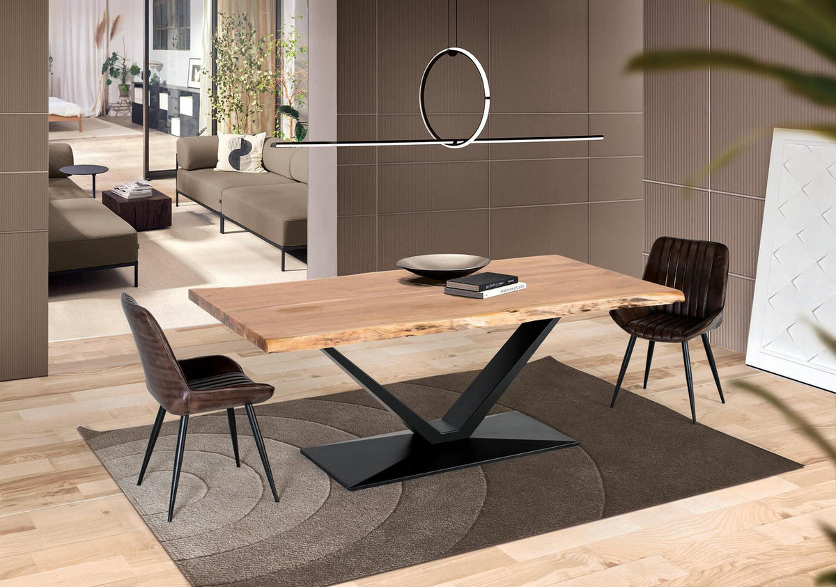 ESSTISCH aus Akazienholz und Metall - Braun, Holz (200/100/77cm) - Giner y Colomer