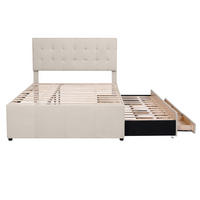 POLSTERBETT 140/200 cm in Beige mit Drei Schubladen - Beige, Holz/Textil (140/200cm) - KOMHTOM
