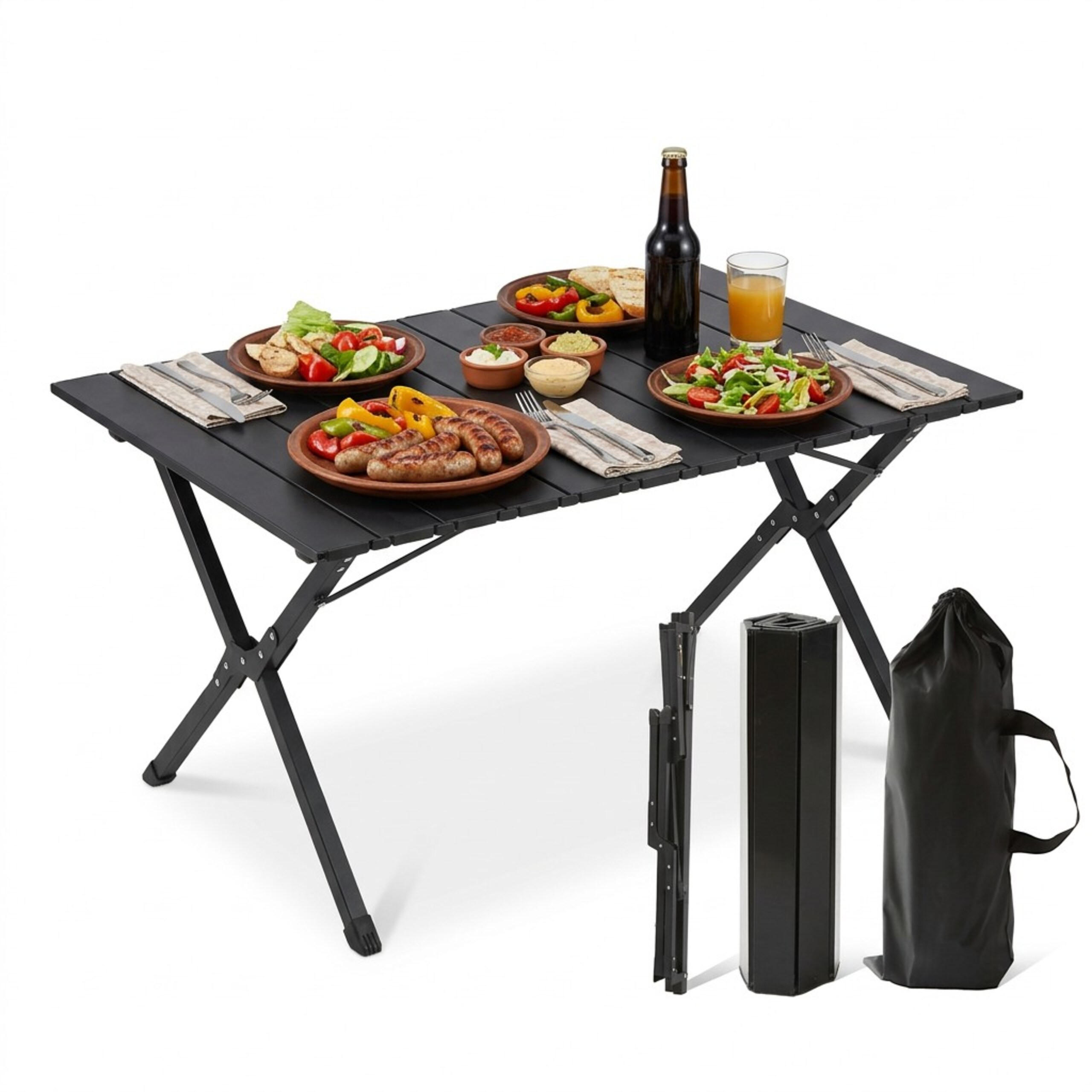 CAMPINGTISCH - Schwarz, Kunststoff/Metall (60/90/44cm) - Relaxdays
