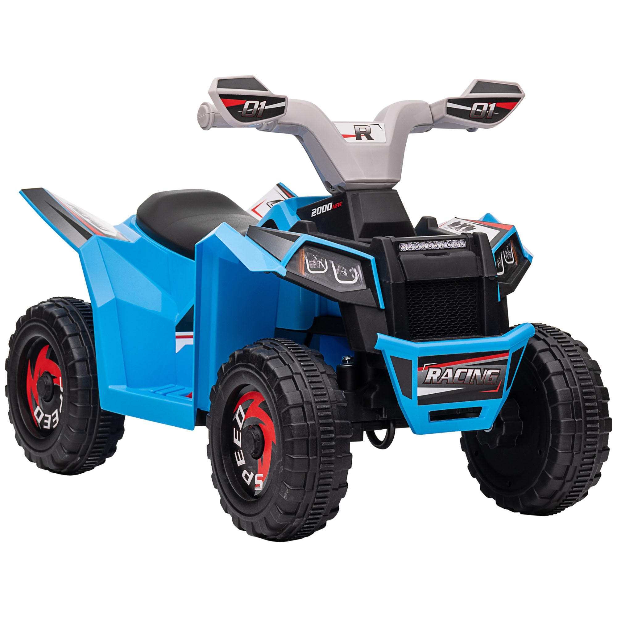 MINI ELEKTRO-QUAD KINDER, Blau/Rosa/Weiß, Kunststoff+ Metall - Blau, Metall (70/41.5/48.5cm) - HOMCOM