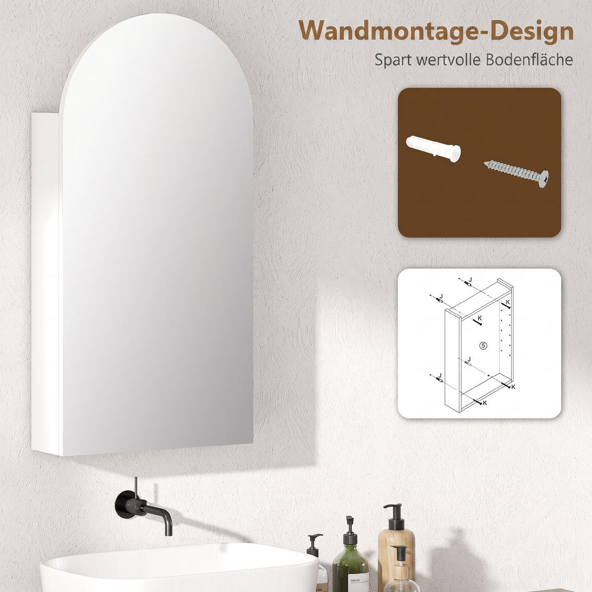 SPIEGELSCHRANK MDF Weiß - Weiß, Glas/Holzwerkstoff (12/80/40cm) - HOMCOM