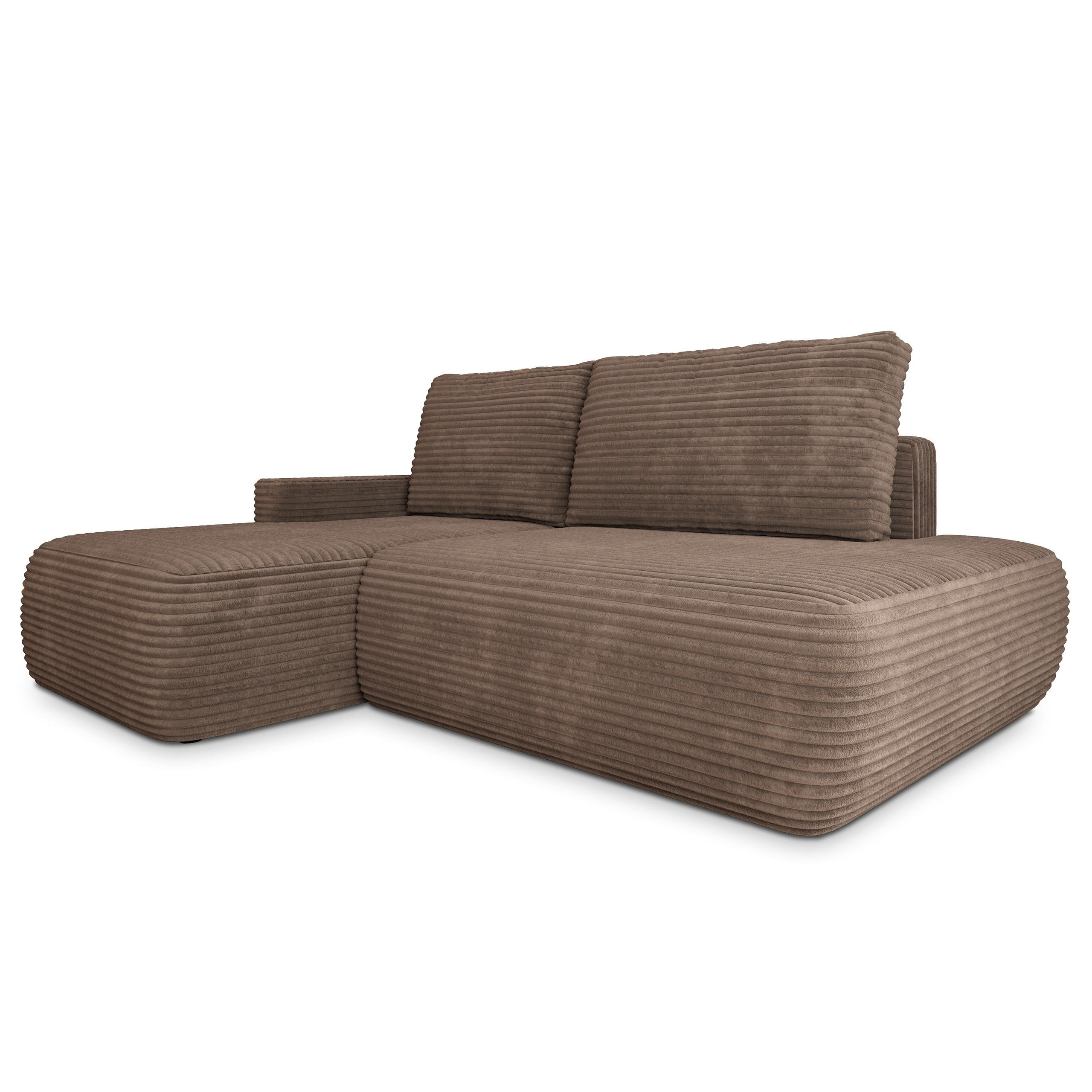 ECKSOFA AVINI T L-S Beige Kordstoff mit Schlaffunktion - Beige, Holzwerkstoff/Textil (277/160cm) - MASSENO