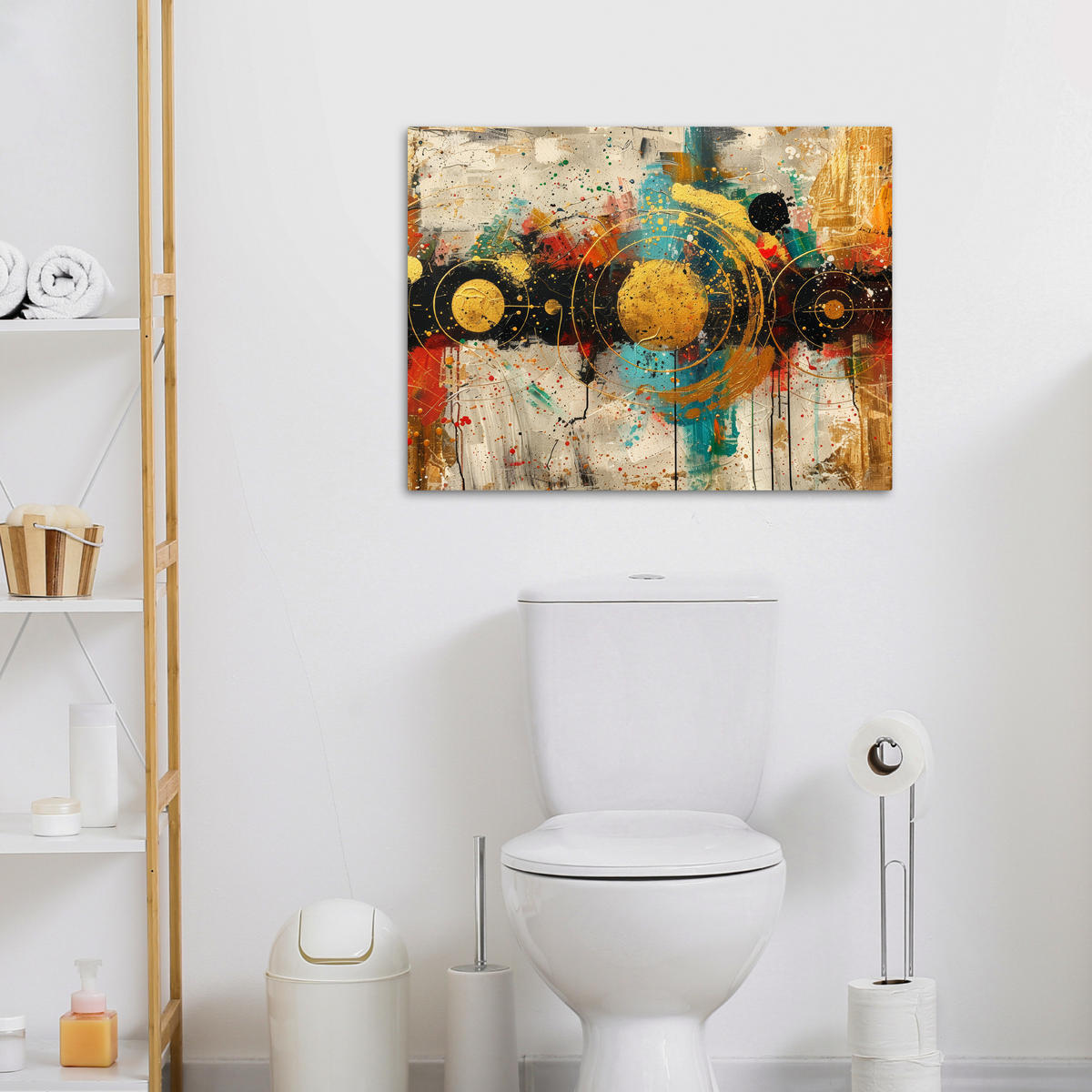 OBRAZ NA PLÁTNE Abstraktné - umenie - zlaté - moderné 70x50 cm - viacfarebná, textil (70/50cm) - MuchoWow