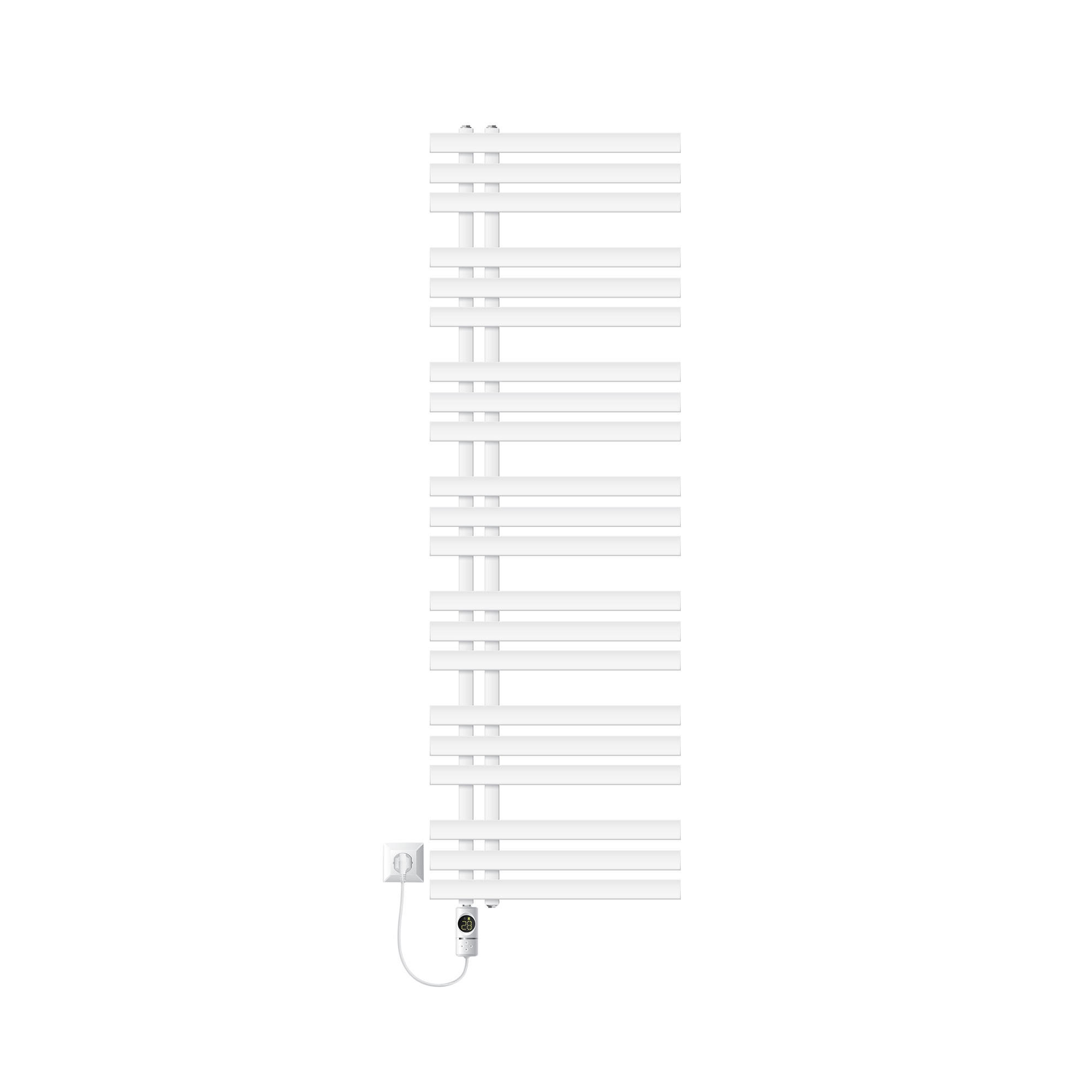 BADHEIZKÖRPER elektrisch IRON EM 500x1600 mm Weiß mit Heizstab 900W Digital - Weiß, Metall (50/160/3cm) - LuxeBath