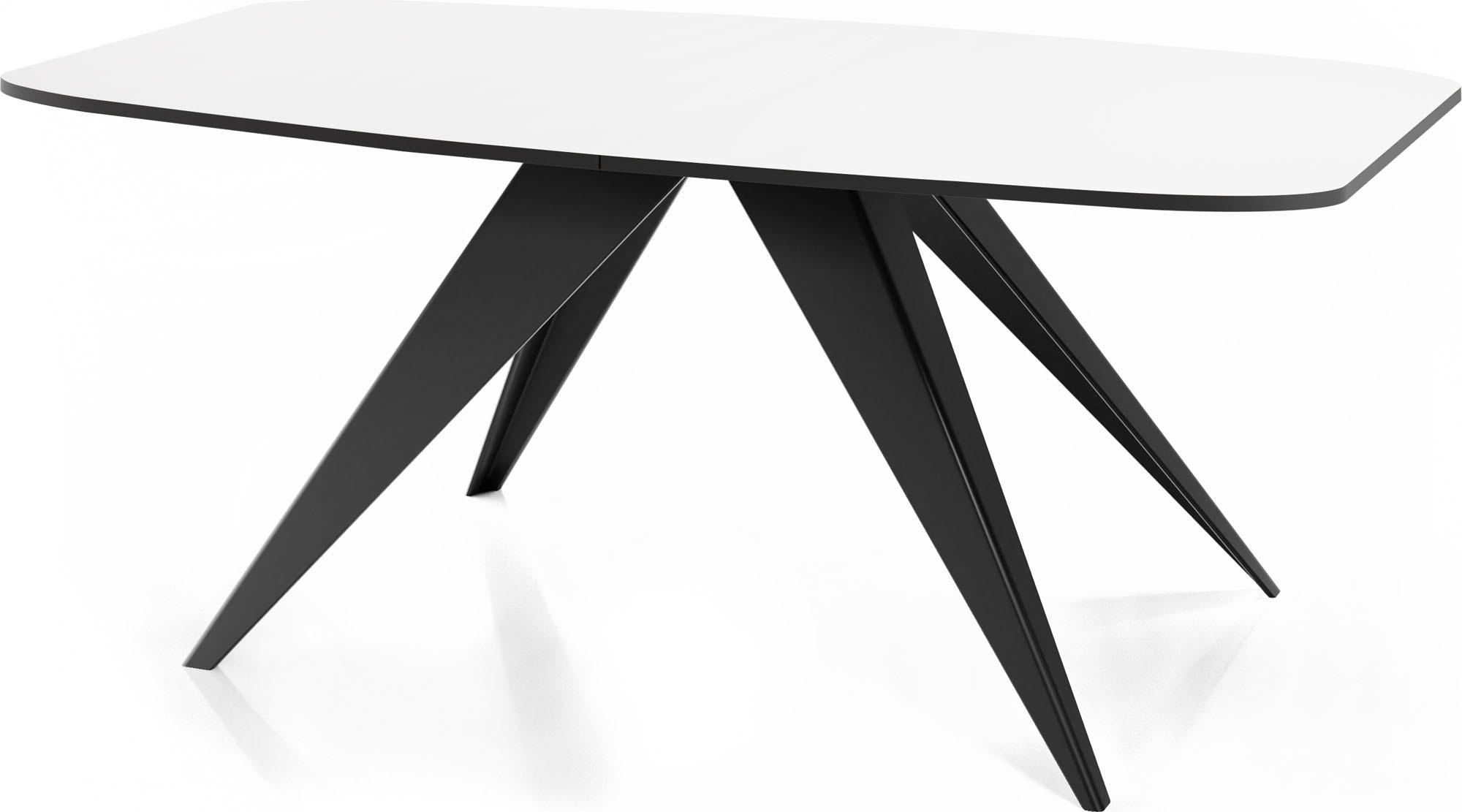 ESSTISCH Foster rechteckig ausziehbar, Weiß 180-218/90/76 cm - Schwarz/Weiß, Holzwerkstoff/Metall (180/90/76cm) - WFL GROUP
