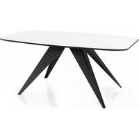 ESSTISCH Foster rechteckig ausziehbar, Weiß 180-218/90/76 cm - Schwarz/Weiß, Holzwerkstoff/Metall (180/90/76cm) - WFL GROUP