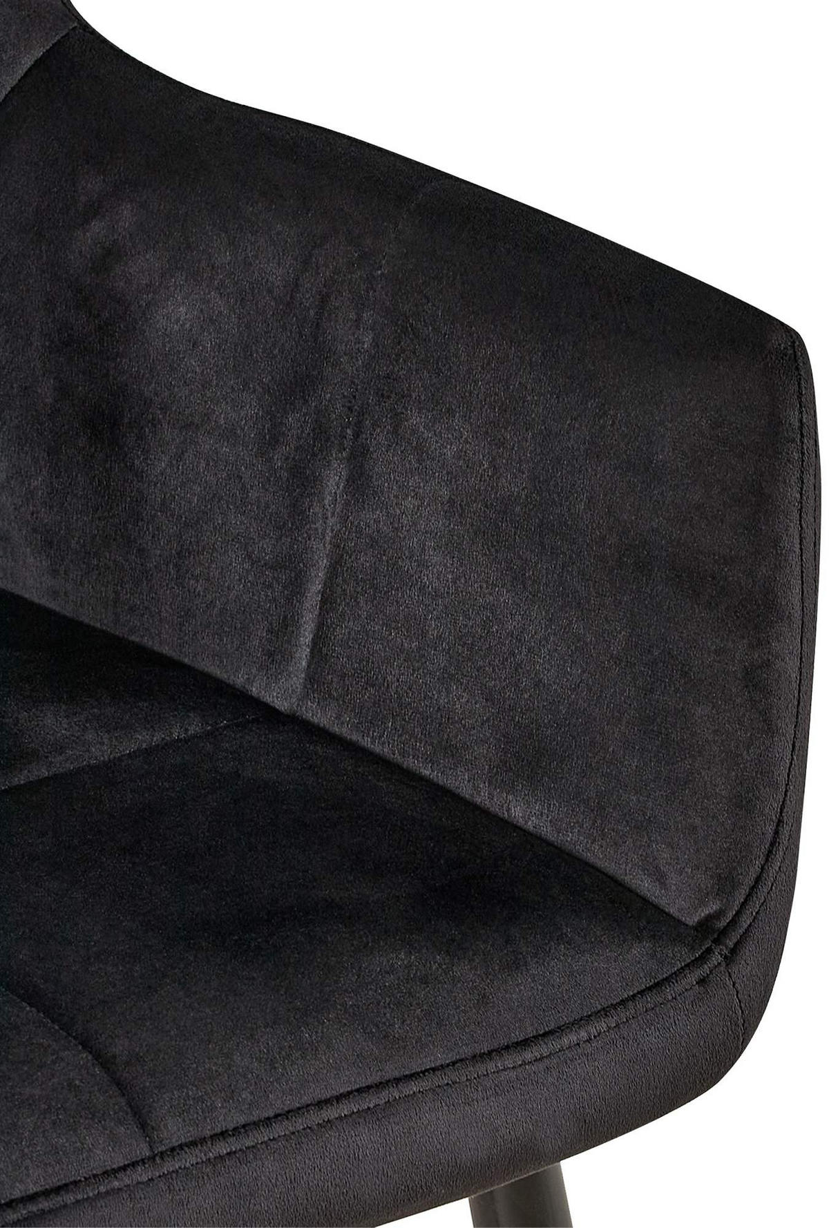 ARMLEHNENSTUHL 4er Set Samt Schwarz - Schwarz, Textil/Metall (56.5/84/61cm) - CLP