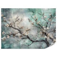 FOTOTAPETE für Schlafzimmer Abstrakte Kirschblüten Beton Pflanzen 200x140 - Beige/Braun, Papier (200/140cm) - Muralo