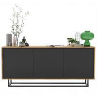 KOMMODE Apollo 3D Eiche wotan Graphit Matt 168 cm - Graphitfarben/Schwarz, Holzwerkstoff/Metall (168/72/35cm) - Meble Lindner