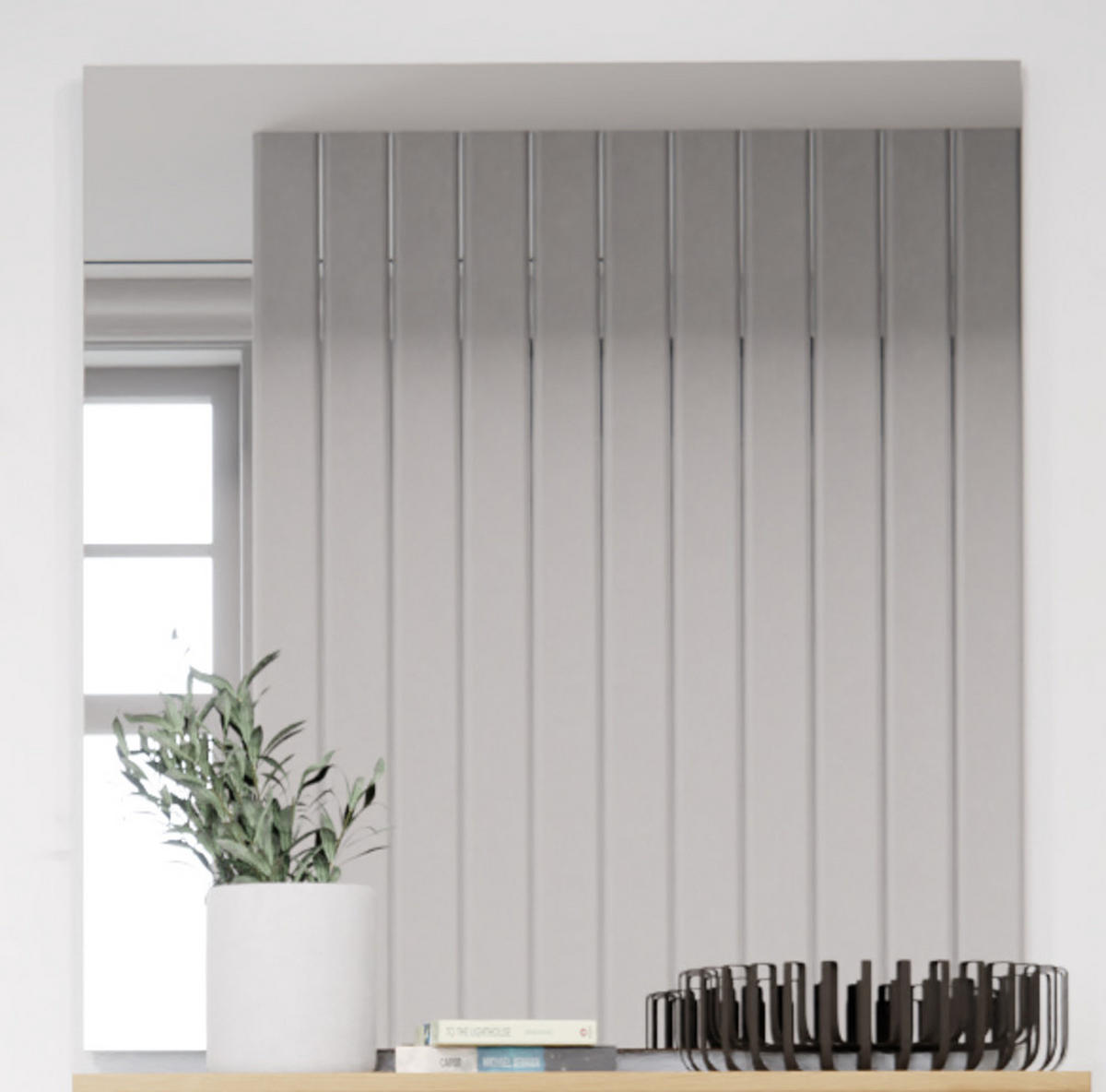 WANDSPIEGEL Eiche, Garderobenspiegel 76 cm für Flur und Diele - Eichefarben/Grau, Holzwerkstoff (76/80/2cm) - Inn.Furn