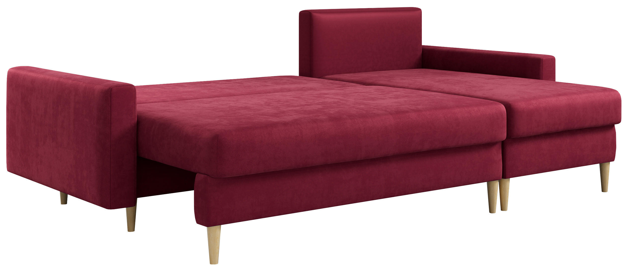 ECKSOFA Lang Velvet Rot - Rot/Braun, Holz/Textil (220/140cm) - MKS