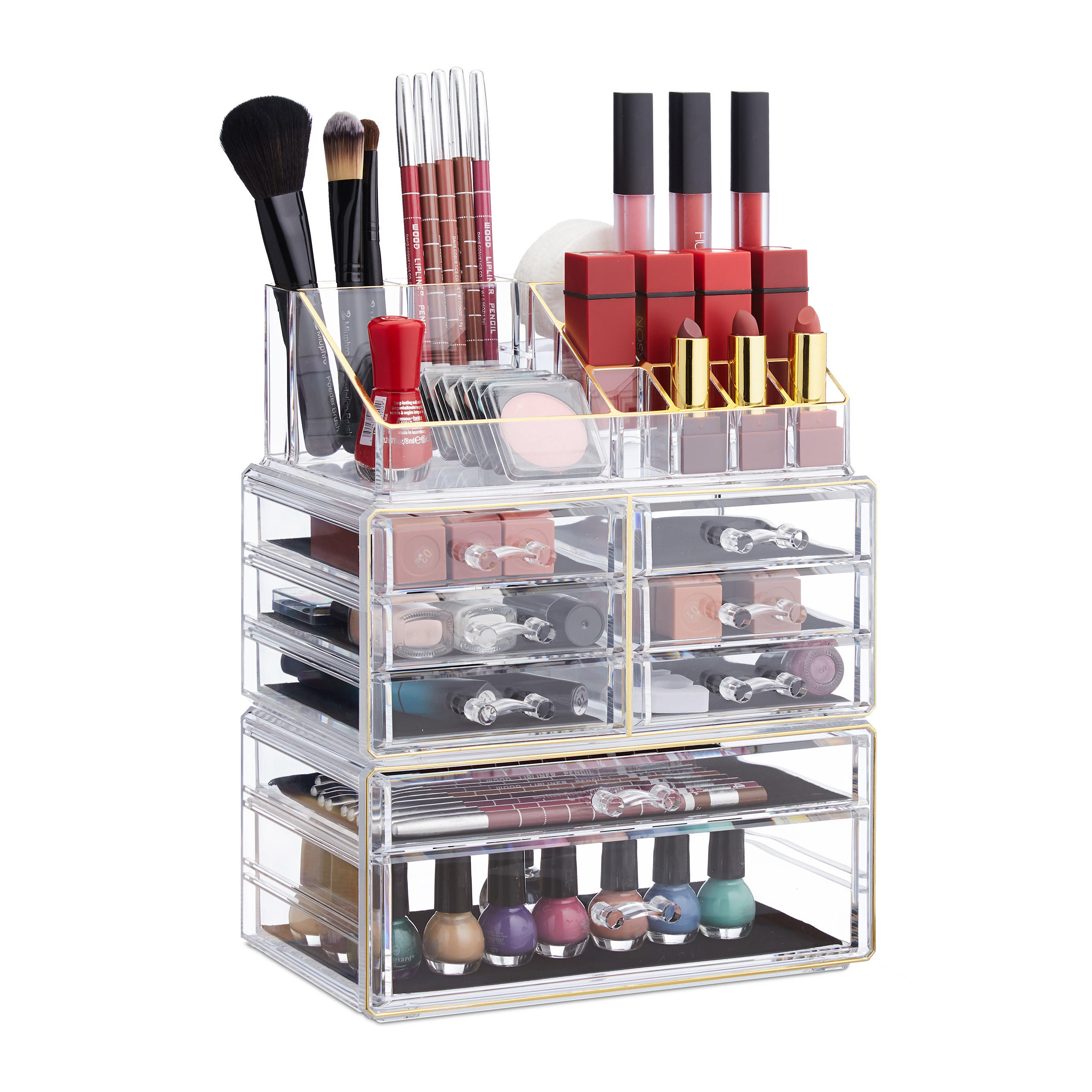 MAKEUP Organizer - Multicolor, Kunststoff (24/30/14cm) - Relaxdays
