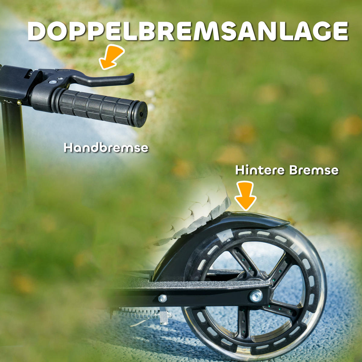 ROLLER Kinder Klappbar mit Verstellbarer Lenkerhöhe, 2 Leuchtenden Räder Schwarz - Schwarz, Metall (73/36/89cm) - AIYAPLAY